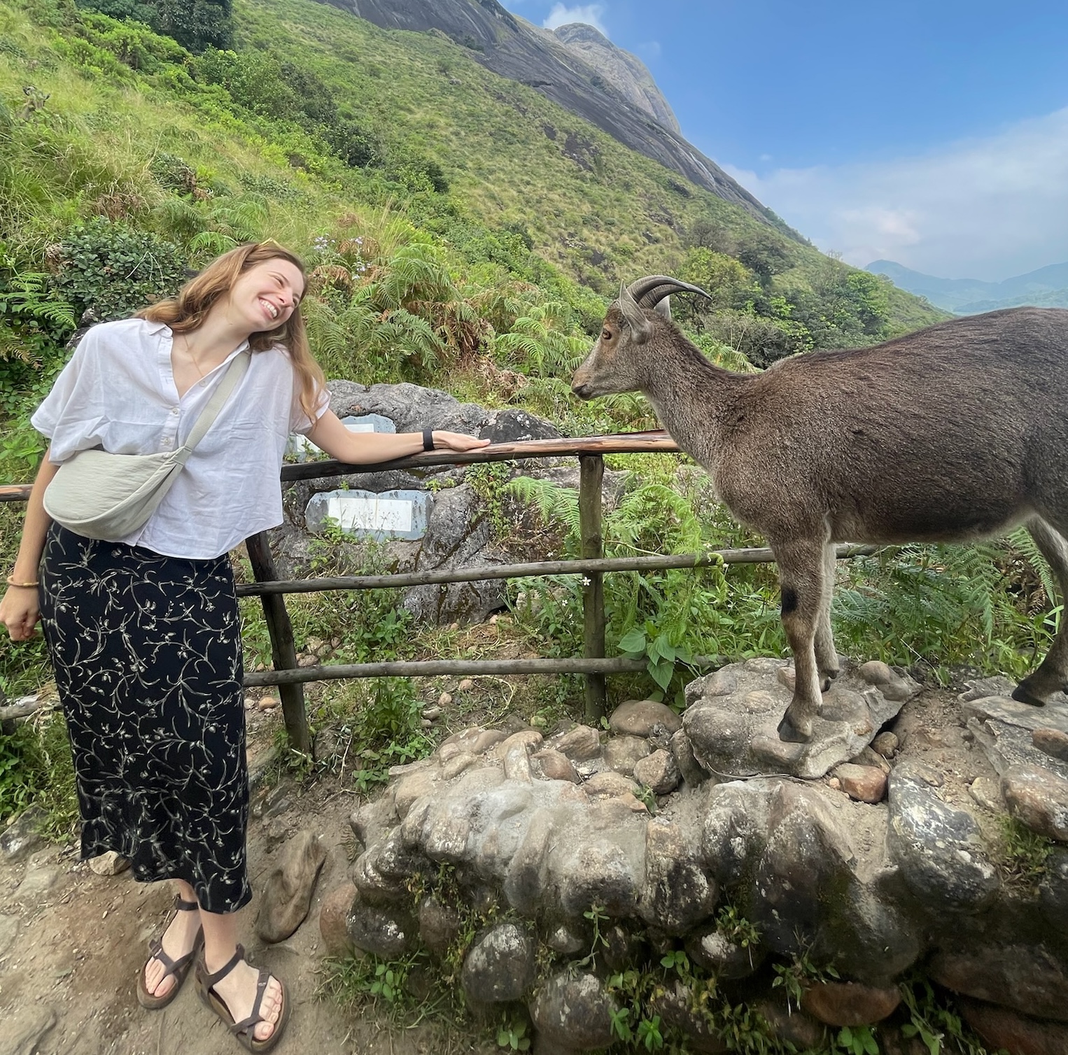 Bianca with a goat